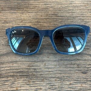 Ray-Ban Navy Blue Logo Signage Sunglasses RB4197 🕶️